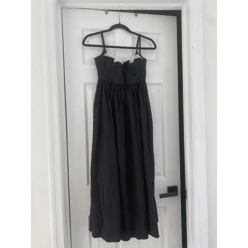 Anthropologie x For love and lemons - Black Midi Dress, Lace Trim, size XS - Picture 4 of 11